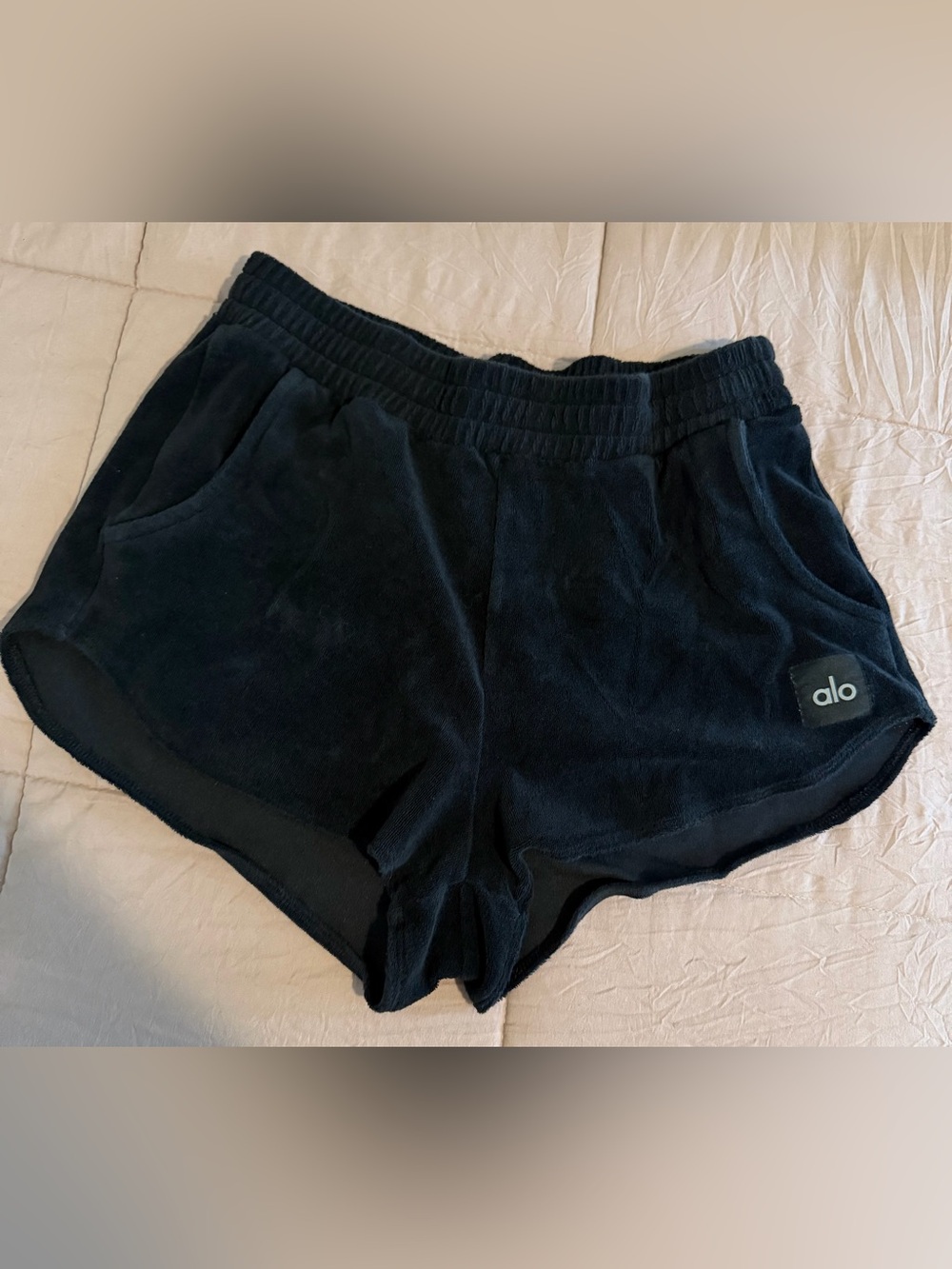 ALO Yoga Black Terry Athletic Shorts
